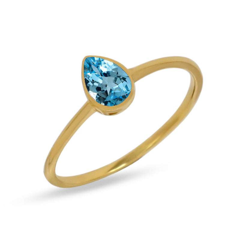 6*4 MM Pear - 18k Gold Vermeil - Blue Topaz Ring - CB-R819G-BT Catalogue