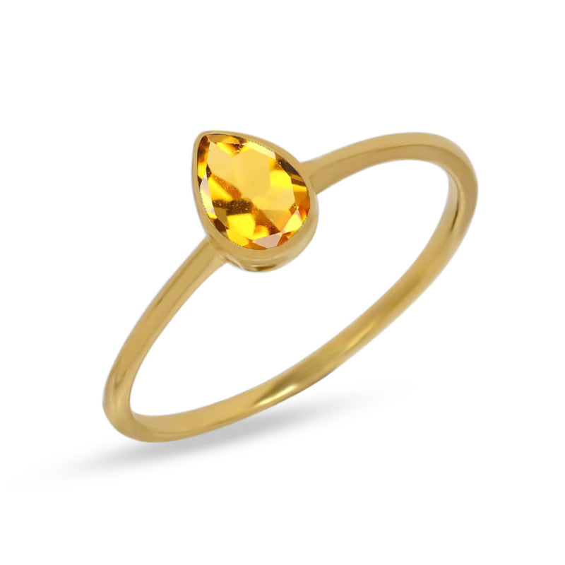 6*4 MM Pear - 18k Gold Vermeil - Citrine Ring - CB-R819G-C Catalogue