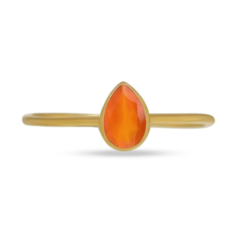 6*4 MM Pear - 18k Gold Vermeil - Carnelian Faceted Ring - CB-R819G-CRF Catalogue