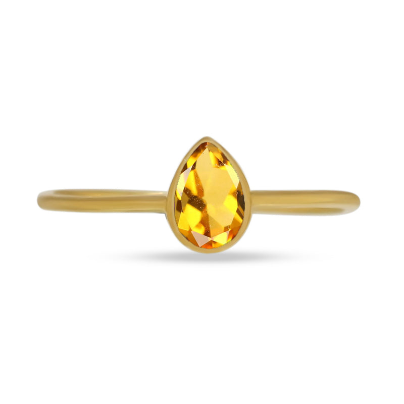 6*4 MM Pear - 18k Gold Vermeil - Citrine Ring - CB-R819G-C Catalogue