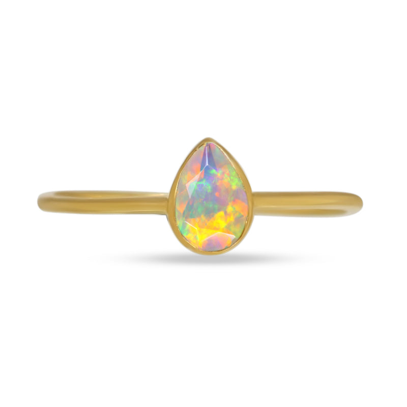 6*4 MM Pear - 18k Gold Vermeil - Ethiopian Opal Faceted Ring - CB-R819G-EO Catalogue