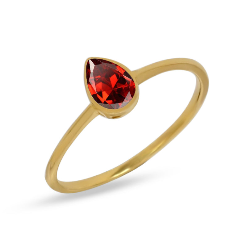 6*4 MM Pear - 18k Gold Vermeil - Garnet Faceted Ring - CB-R819G-G Catalogue
