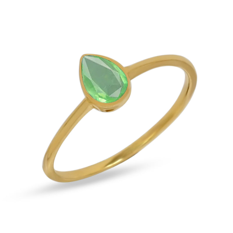 6*4 MM Pear - 18k Gold Vermeil - Mint Green Kyanite Ring - CB-R819G-GK Catalogue