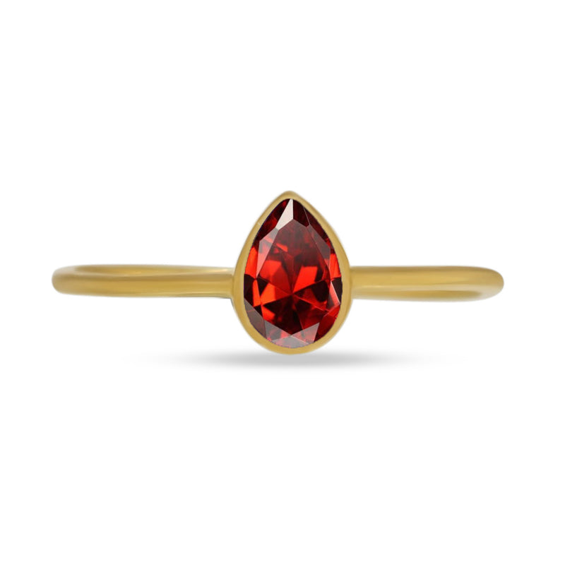 6*4 MM Pear - 18k Gold Vermeil - Garnet Faceted Ring - CB-R819G-G Catalogue