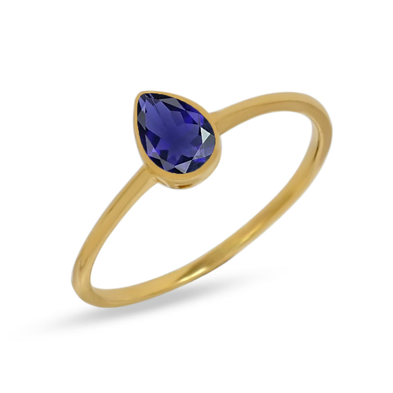 6*4 MM Pear - 18k Gold Vermeil - Iolite Ring - CB-R819G-I Catalogue