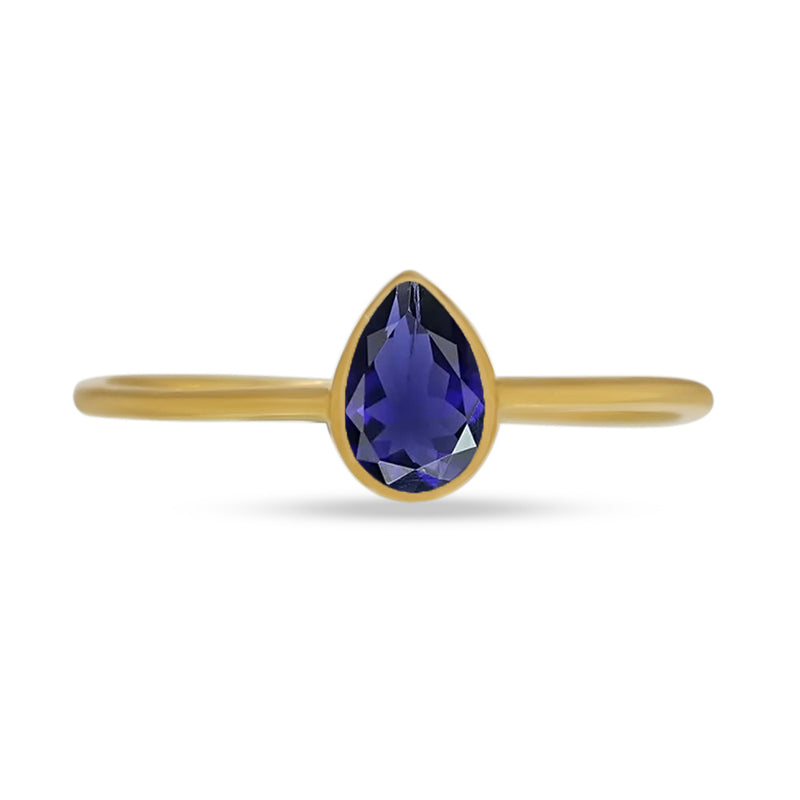 6*4 MM Pear - 18k Gold Vermeil - Iolite Ring - CB-R819G-I Catalogue
