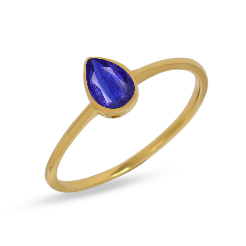 6*4 MM Pear - 18k Gold Vermeil - Kyanite Faceted Ring - CB-R819G-K Catalogue