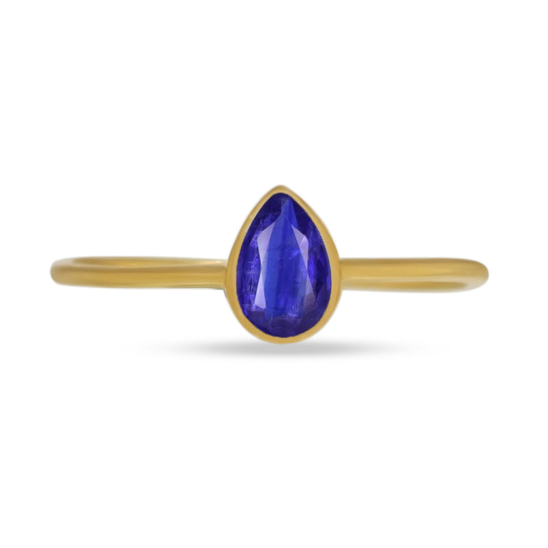 6*4 MM Pear - 18k Gold Vermeil - Kyanite Faceted Ring - CB-R819G-K Catalogue