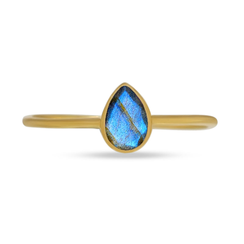 6*4 MM Pear - 18k Gold Vermeil - Labradorite Faceted Ring - CB-R819G-LBF Catalogue