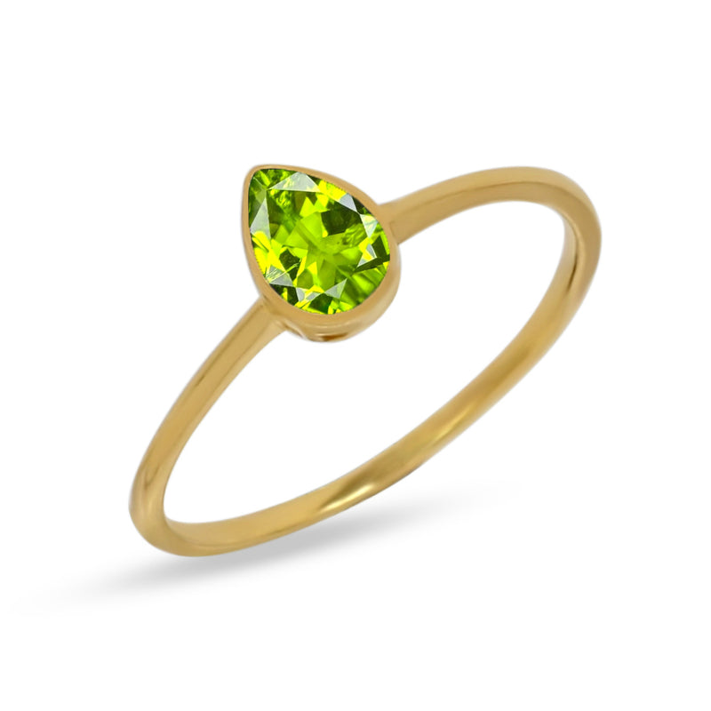 6*4 MM Pear - 18k Gold Vermeil - Peridot Ring - CB-R819G-P Catalogue