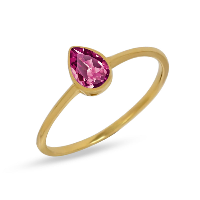 6*4 MM Pear - 18k Gold Vermeil - Pink Tourmaline Faceted Ring - CB-R819G-PT Catalogue