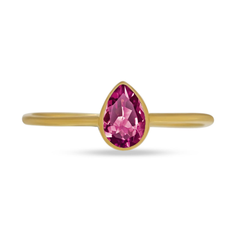 6*4 MM Pear - 18k Gold Vermeil - Pink Tourmaline Faceted Ring - CB-R819G-PT Catalogue