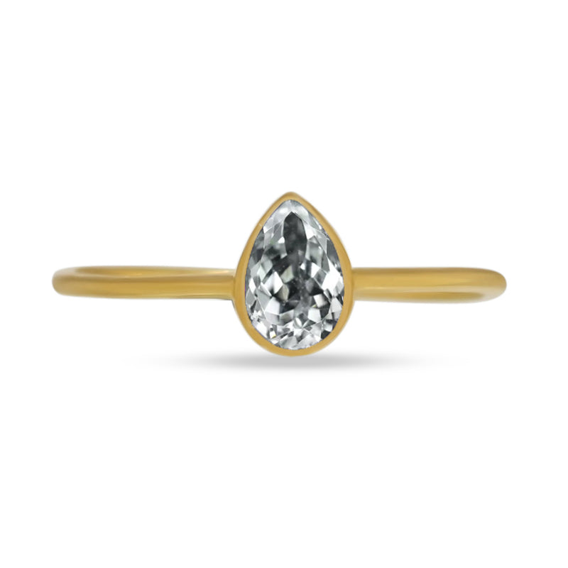 6*4 MM Pear - 18k Gold Vermeil - Natural White Topaz Ring - CB-R819G-WT Catalogue
