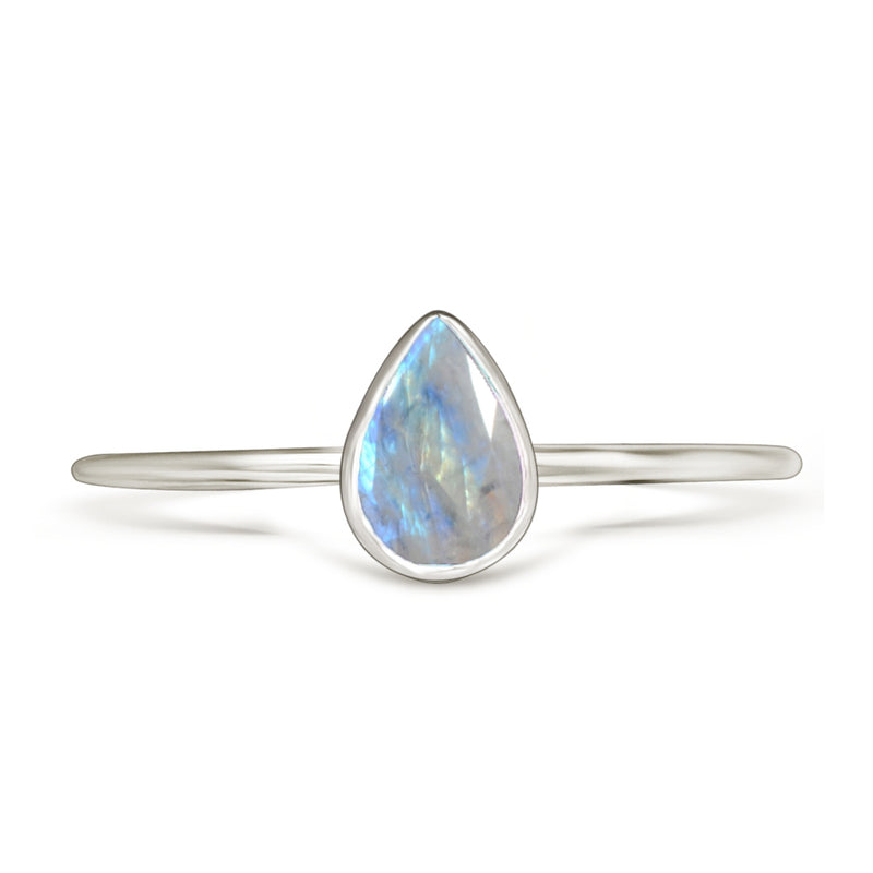 6*4 MM Pear - Rainbow Moonstone Faceted Ring - CB-R819RM Catalogue
