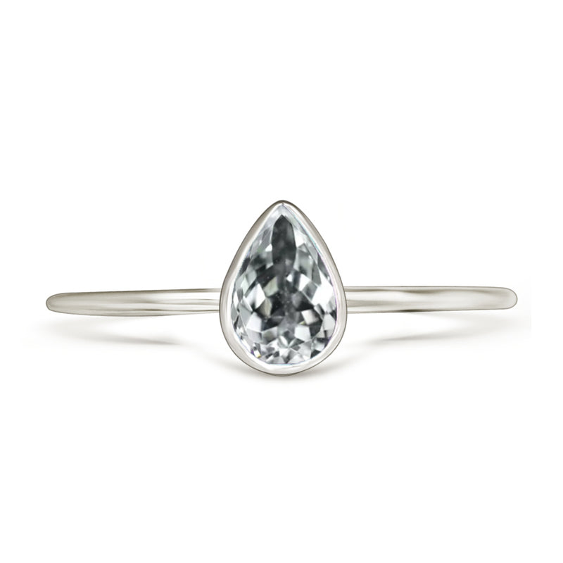 6*4 MM Pear - Natural White Topaz Ring - CB-R819WT Catalogue
