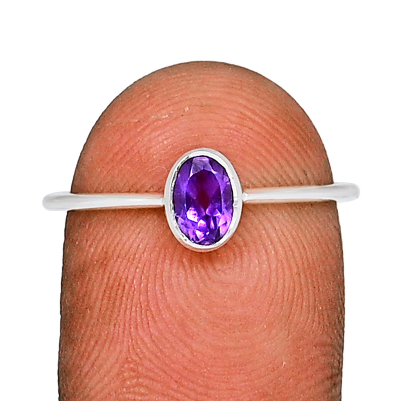 6*4 MM Oval - Amethyst Faceted Ring - CB-R820A Catalogue