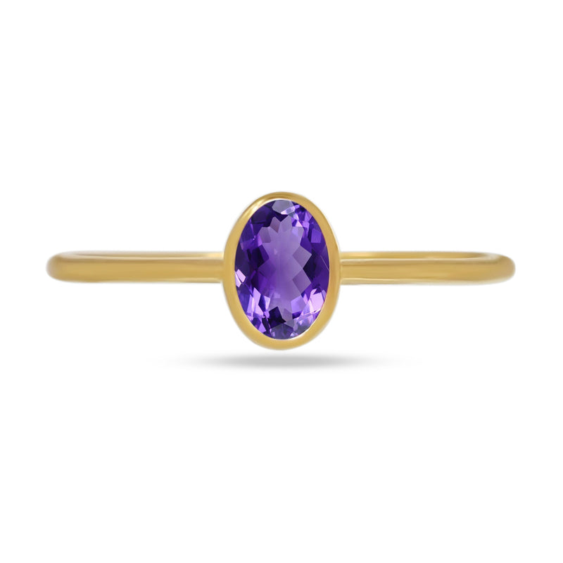 6*4 MM Oval - 18k Gold Vermeil - Amethyst Faceted Ring - CB-R820G-A Catalogue