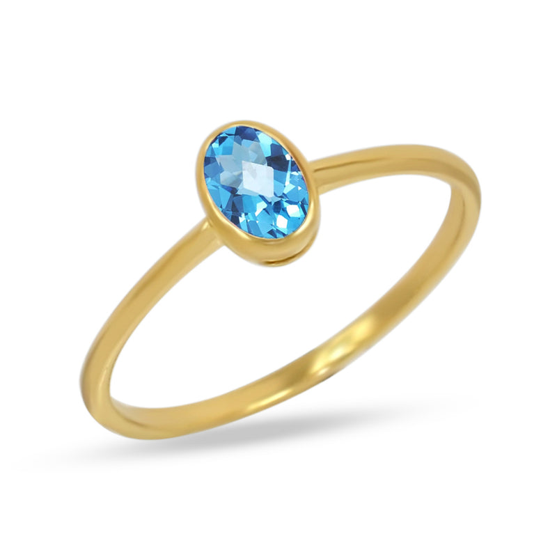 6*4 MM Oval - 18k Gold Vermeil - Blue Topaz Ring - CB-R820G-BT Catalogue