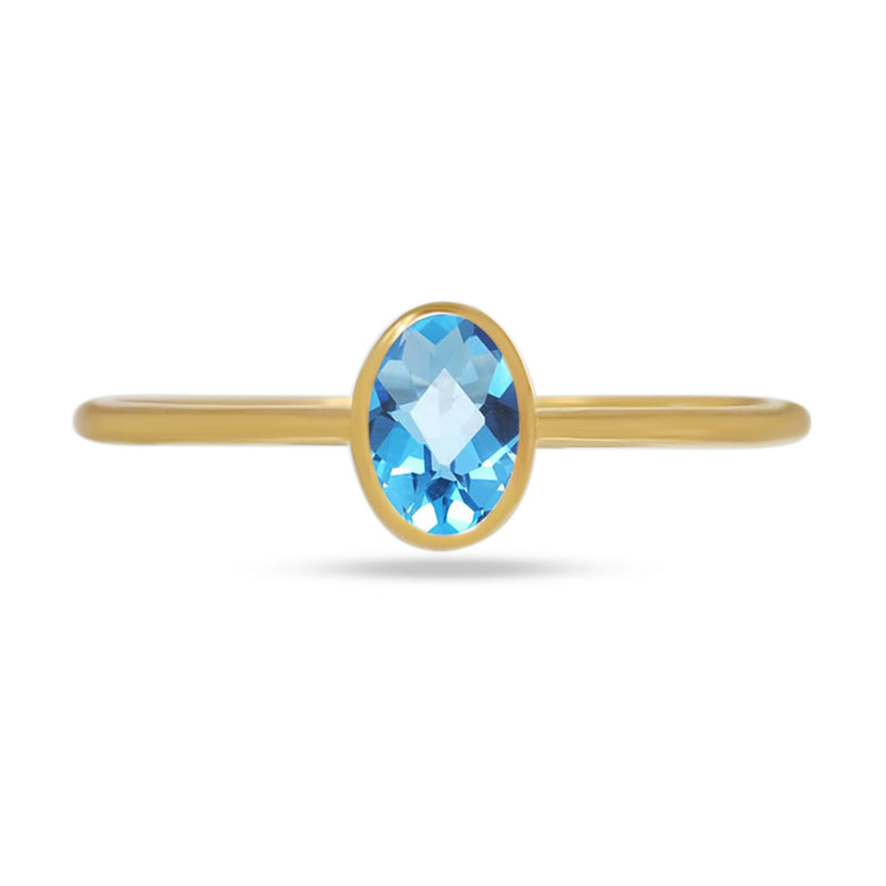 6*4 MM Oval - 18k Gold Vermeil - Blue Topaz Ring - CB-R820G-BT Catalogue