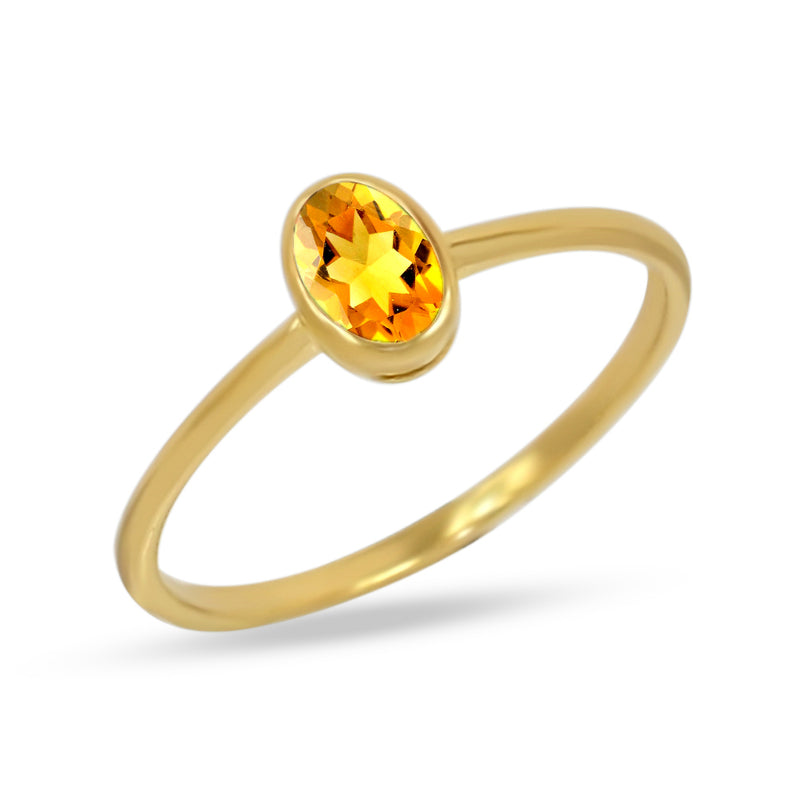 6*4 MM Oval - 18k Gold Vermeil - Citrine Ring - CB-R820G-C Catalogue