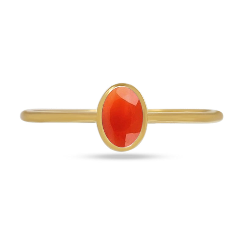6*4 MM Oval - 18k Gold Vermeil - Carnelian Faceted Ring - CB-R820G-CRF Catalogue