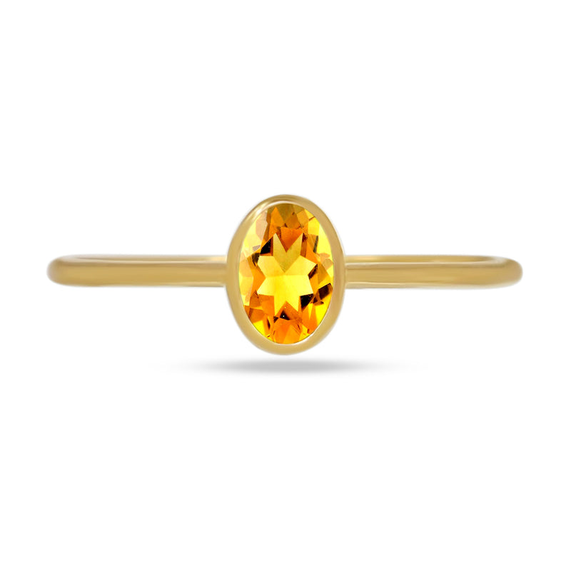 6*4 MM Oval - 18k Gold Vermeil - Citrine Ring - CB-R820G-C Catalogue