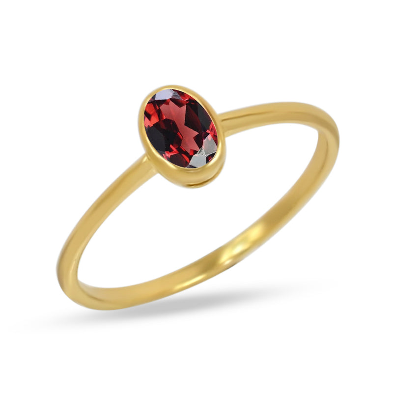 6*4 MM Oval - 18k Gold Vermeil - Garnet Faceted Ring - CB-R820G-G Catalogue