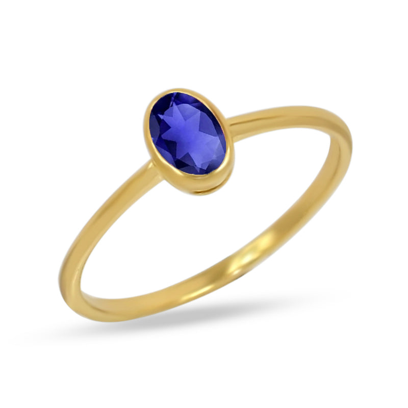 6*4 MM Oval - 18k Gold Vermeil - Iolite Ring - CB-R820G-I Catalogue