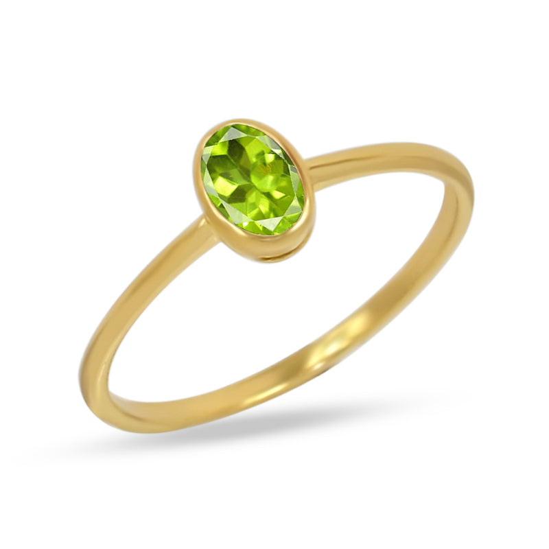 6*4 MM Oval - 18k Gold Vermeil - Peridot Ring - CB-R820G-P Catalogue