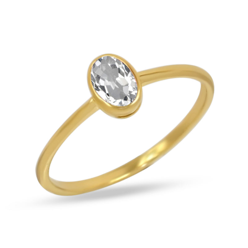 6*4 MM Oval - 18k Gold Vermeil - Natural White Topaz Ring - CB-R820G-WT Catalogue