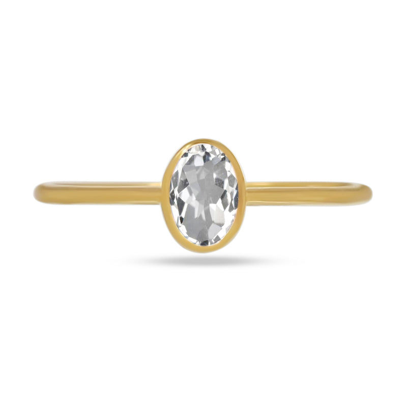 6*4 MM Oval - 18k Gold Vermeil - Natural White Topaz Ring - CB-R820G-WT Catalogue
