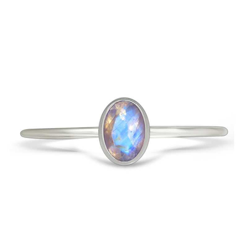 6*4 MM Oval - Rainbow Moonstone Faceted Ring - CB-R820RM Catalogue