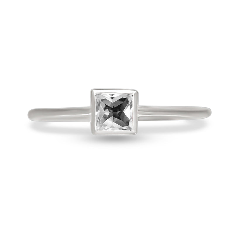 4*4 MM Square - Natural White Topaz Ring - CB-R824WT Catalogue