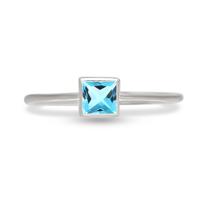4*4 MM Square - Blue Topaz Ring - CB-R824BT Catalogue