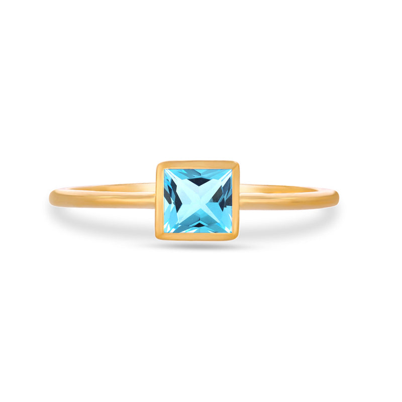 4*4 MM Square - 18k Gold Vermeil - Blue Topaz Ring - CB-R824G-BT Catalogue