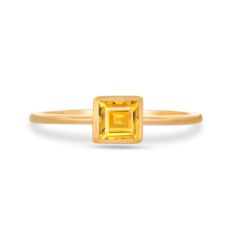 4*4 MM Square - 18k Gold Vermeil - Citrine Ring - CB-R824G-C Catalogue