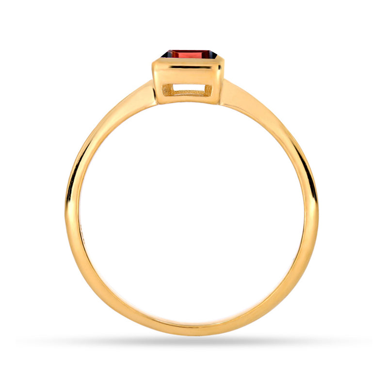 4*4 MM Square - 18k Gold Vermeil - Garnet Faceted Ring - CB-R824G-G Catalogue