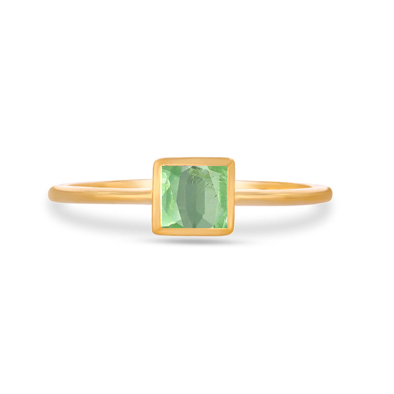 4*4 MM Square - 18k Gold Vermeil - Mint Green Kyanite Ring - CB-R824G-GK Catalogue