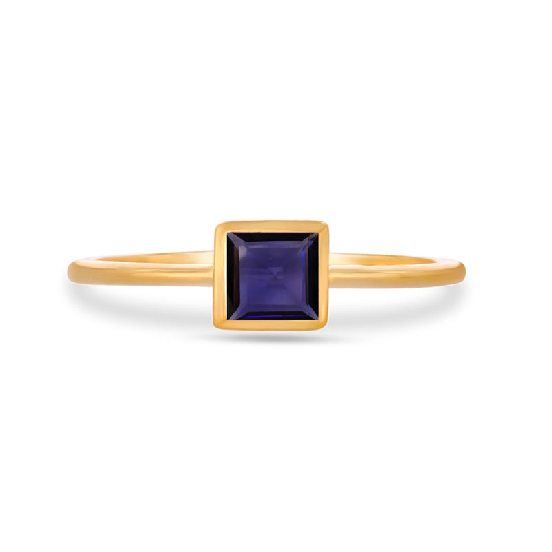 4*4 MM Square - 18k Gold Vermeil - Iolite Ring - CB-R824G-I Catalogue