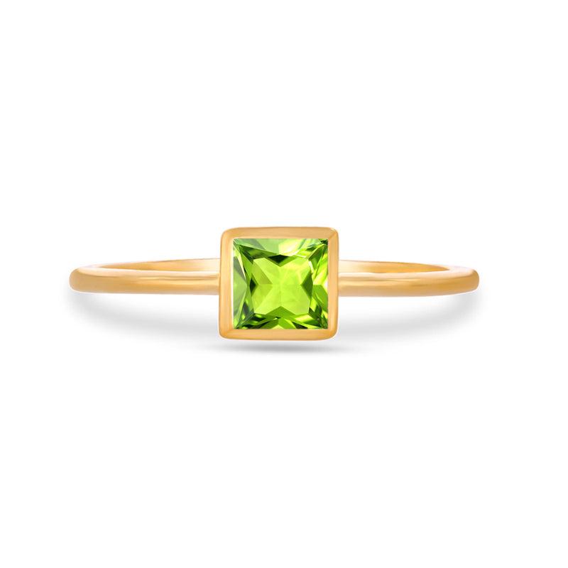 4*4 MM Square - 18k Gold Vermeil - Peridot Ring - CB-R824G-P Catalogue