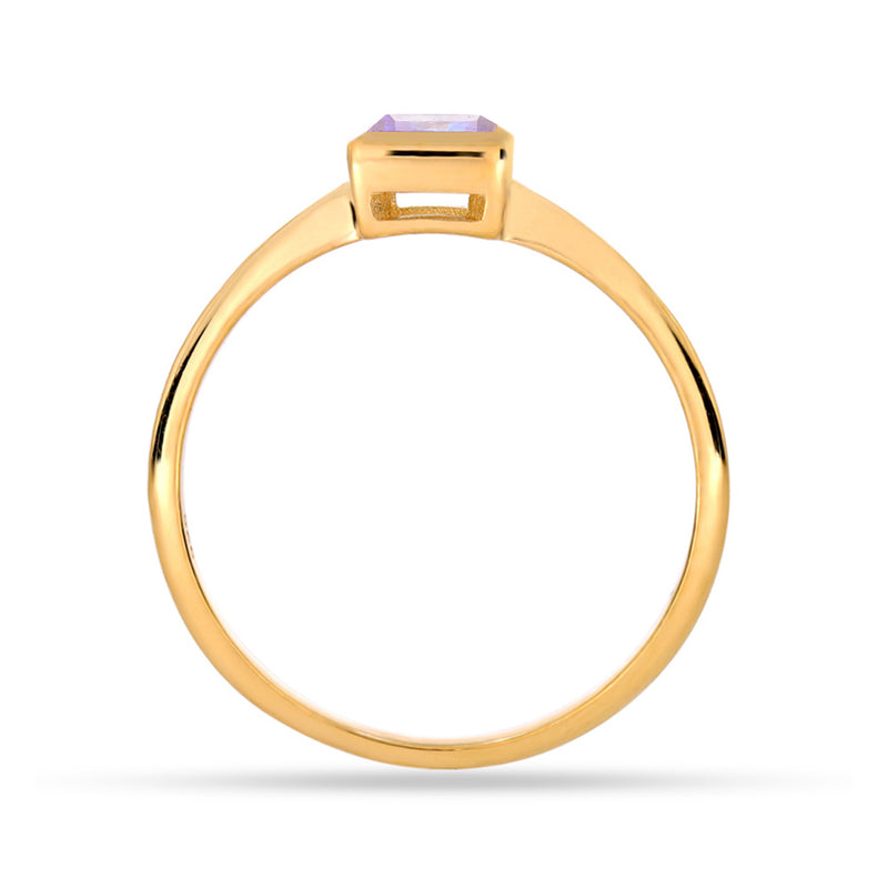 4*4 MM Square - 18k Gold Vermeil - Rainbow Moonstone Faceted Ring - CB-R824G-RM Catalogue