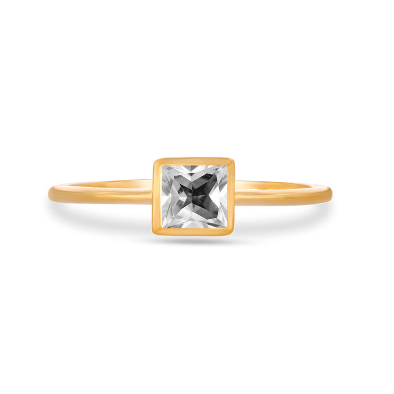 4*4 MM Square - 18k Gold Vermeil - Natural White Topaz Ring - CB-R824G-WT Catalogue