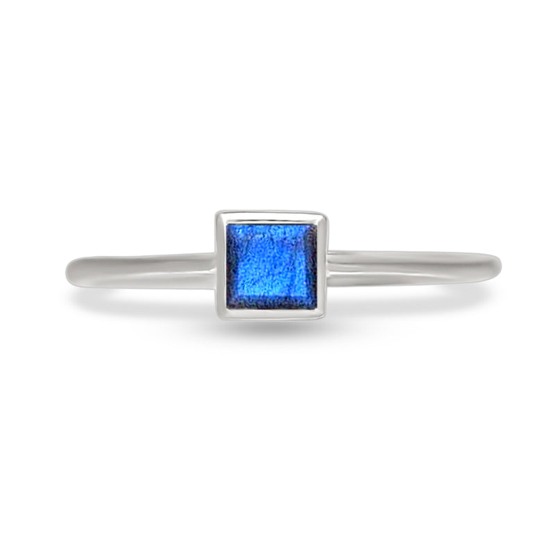 4*4 MM Square - Labradorite Faceted Ring - CB-R824LBF Catalogue