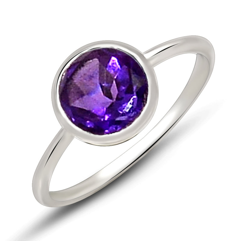 6*6 MM Round - Amethyst Faceted Ring - CB-R826A