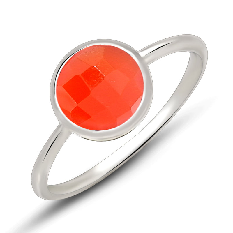 6*6 MM Round - Carnelian Faceted Ring - CB-R826CR