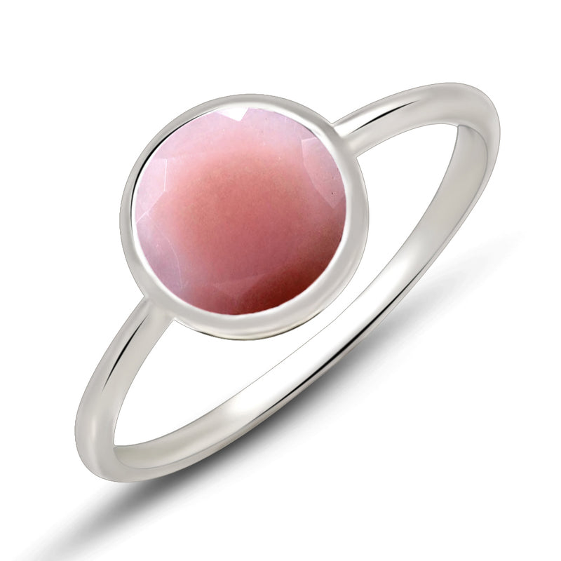 6*6 MM Round - Pink Opal Faceted Ring - CB-R826PO