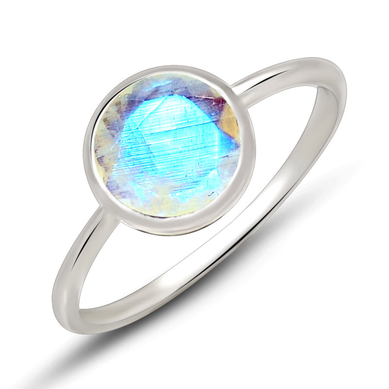 6*6 MM Round - Moonstone Faceted Ring - CB-R826RM