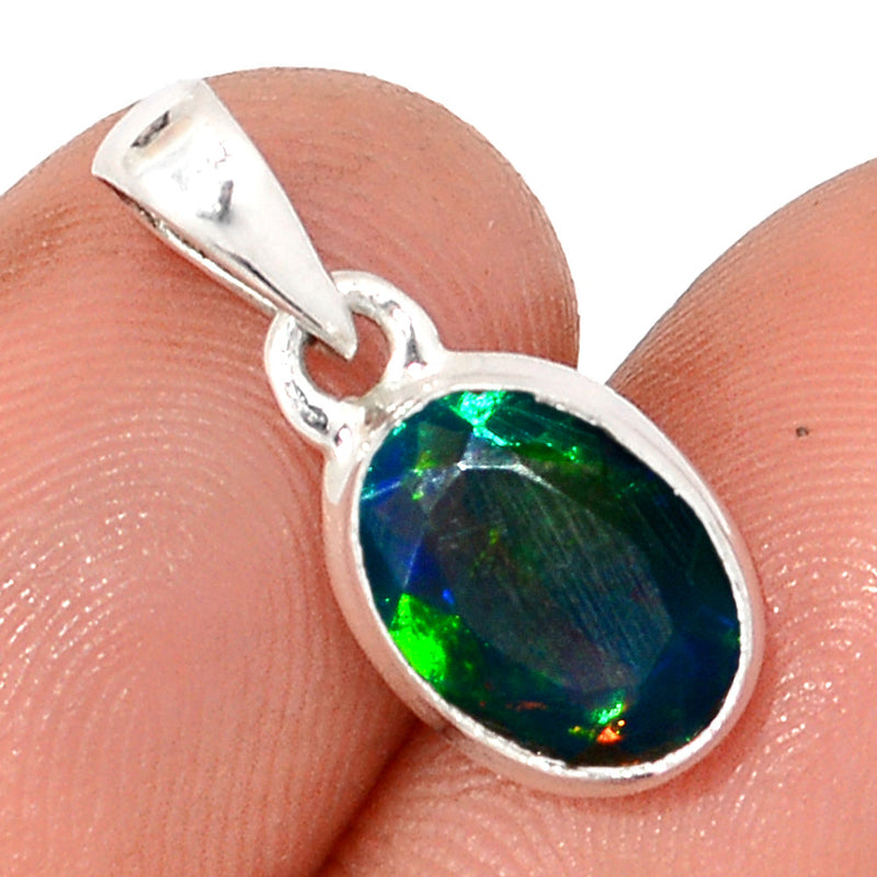 0.8" Chalama Black Opal Faceted Pendants - CBFP129