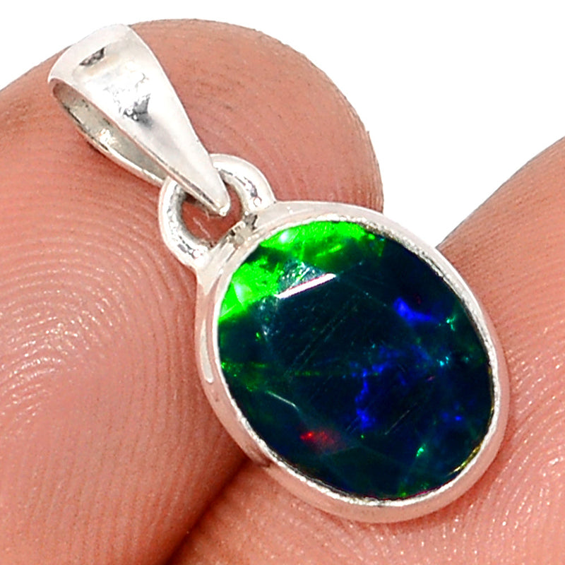 0.8" Chalama Black Opal Faceted Pendants - CBFP150