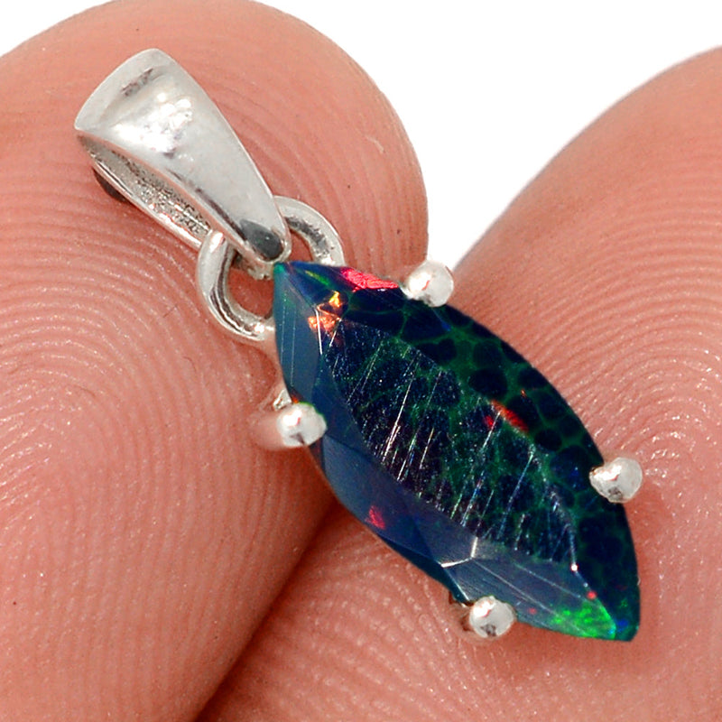 0.8" Claw - Chalama Black Opal Faceted Pendants - CBFP182